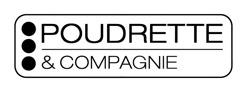 Logo de Poudrette & Compagnie pour représenter les apparitions dans les médias où l'on parle de Joa, artiste-peintre québécoise d'art abstrait et minimaliste à Montréal.