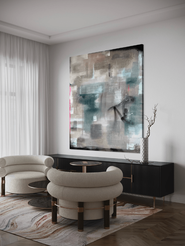 Toile de peinture d'art abstrait minimaliste de la collection de l'artiste-peintre québécoise Joanie Rémillard, de Joa Arts.